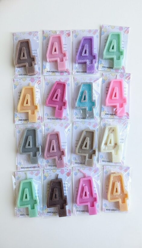 Bišu vaska Ciparu svece tortēm un kūkām | Cipars 4